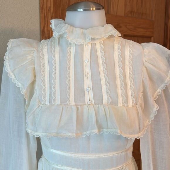 GUNNE SAX BY JESSICA 1970s Vintage Prairie Style Long Sleeve Maxi Dress - Picture 3 of 17